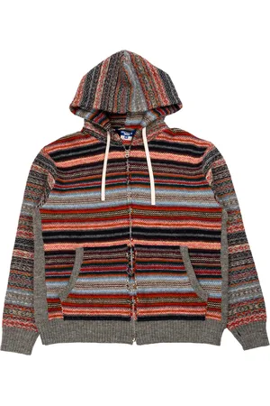 JUNYA WATANABE Meerkleurige herenhoodie van Shetlandwol-jacquard
