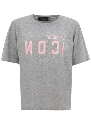 Dsquared2 T-Shirt Grey Melange met logo Pictogram.