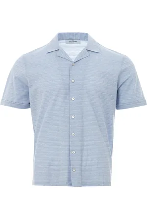 Gran Sasso Shirt in Half Sleeves Blue gemengde linnen