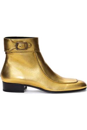 Saint Laurent Enkellaars Gold Leather