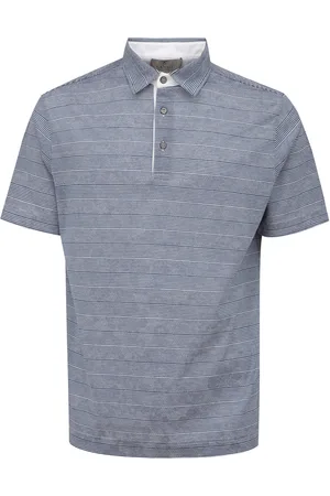 CANALI Polo blauw gestreepte korte mouw