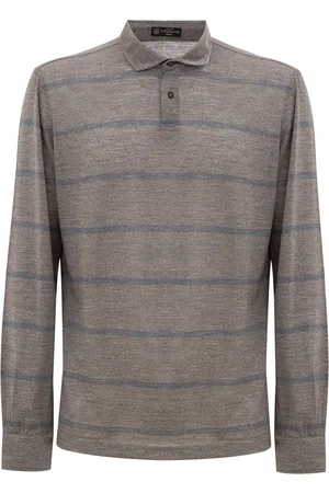 corneliani Shirt lange mouw 2 knopen grijze blauwe strepen