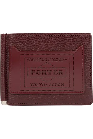 PORTER-YOSHIDA & CO Glaze lederen geldclip portemonnee in bordeauxrood