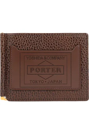 PORTER-YOSHIDA & CO Bruin leren portemonnee met geldclip van glazuur