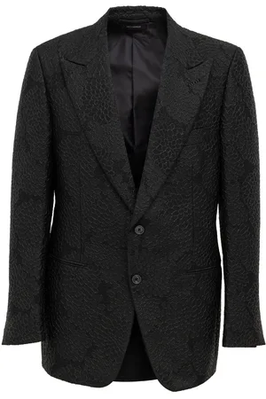 Tom Ford Zwarte jas met geborduurde details
