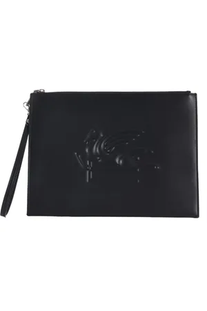 Etro Handtassen man - etui lederen logo in relief - zwart