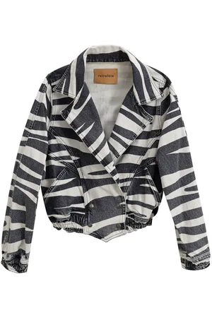 Retrofete Korte jas in Denim Bianco/Nero