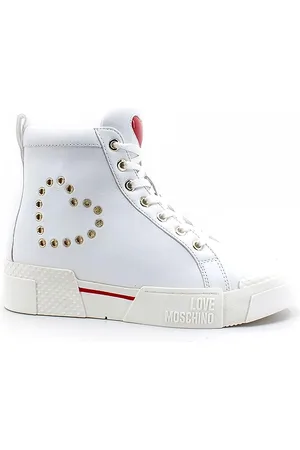 Moschino Vrouwen Leather sneaker met Borchiato Heart Platform