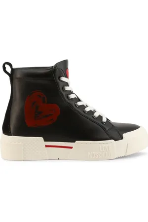 Moschino High vrouwen sneaker in leer met rood hart geschilderd