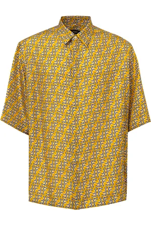 Fendi Overhemd in gele zijde Hita met Labyrint print