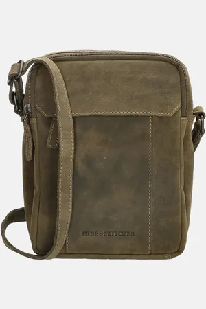 Hide & Stitches Idaho crossbody tas olive green