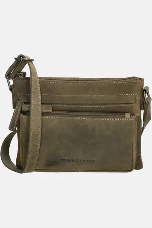 Hide & Stitches Idaho crossbody tas olijfgroen