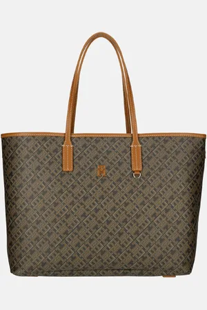 Tommy Hilfiger Monoplay leather handle tote black/tan mix