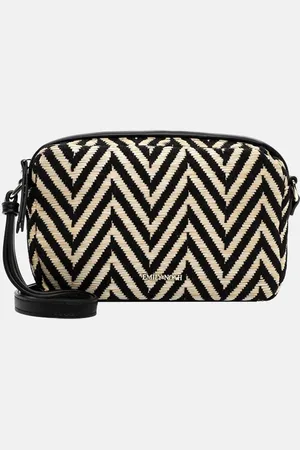 Emily & Noah Raffia crossbody tas black/taupe