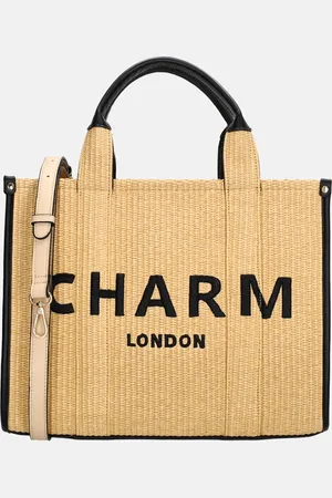 Charm London Raffia handtas M zand