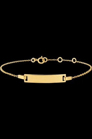 Edenly Kinderarmband met graveerbaar rechthoekig plaatje – geel goud 18 kar