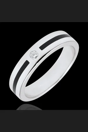 Edenly Trouwring Chiaroscuro - Diamanten Lijn - Klein model - 9 karaat witg