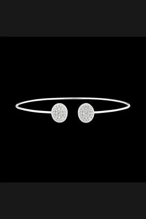 Edenly Open Bangle Bracelet - Toi et Moi Ellipse - 18 karaat en diama