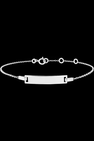 Edenly Kinderarmband met graveerbaar rechthoekig plaatje – wit goud 18 kara