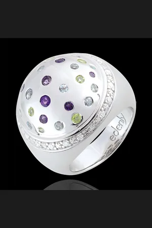 Edenly Ring Mysterieuze Bal - zilver, Diamanten en edestenen