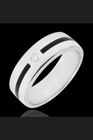 Edenly Trouwring Chiaroscuro - Diamanten Lijn - Groot model - zwarte lak 9