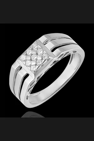 Edenly Ring Chiaroscuro - Gesneden Pavé Zegelring - 9 karaat en diam