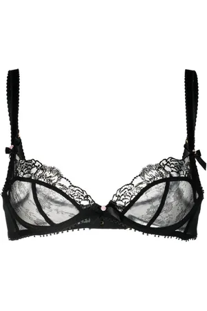 AGENT PROVOCATEUR Rozlyn satin-trimmed tulle and Leavers lace underwired balconette  bra