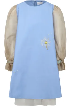 Pangolini Kids Jurk met geborduurde bloemen