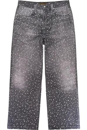 BIRTH OF ROYAL CHILD "Black" straight jeans met stras