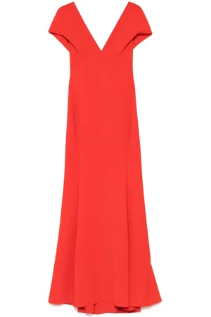 Amsale Italian stretch crêpe avondjurk met V