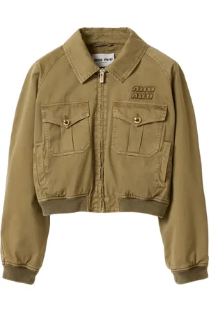 Miu Miu Katoenen bomberjack met capuchon en geverfd effect