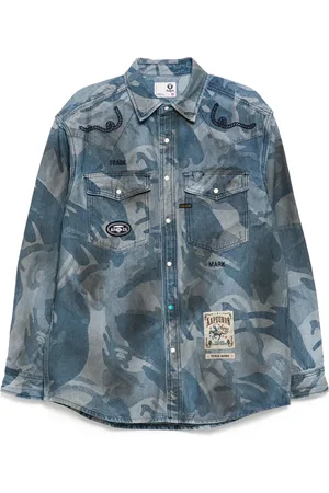 A Bathing Ape Denim overhemd met Moonface