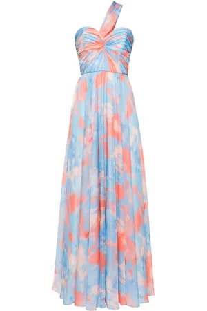 Amsale Chiffon avondjurk met abstracte print