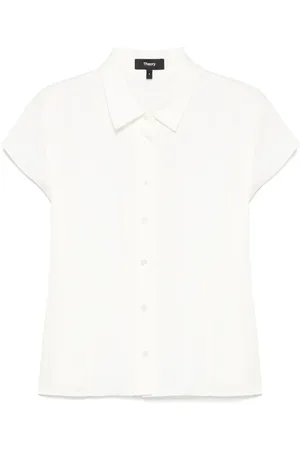 THEORY Georgette blouse met kapmouwen