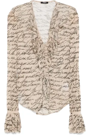 Balmain Love Letter blouse met ruches