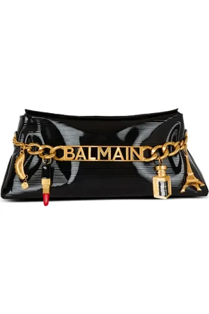 Balmain 1945 Soft gestreepte leren clutch