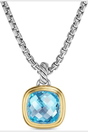 David Yurman 18kt geelgouden en sterling zilveren Albion hanger met topaas