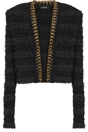 Balmain Denim jack met kettingdetail