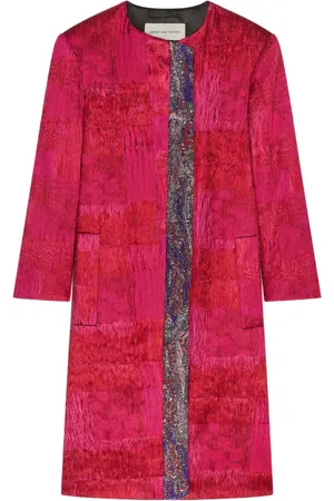 DRIES VAN NOTEN Kraagloze jas met jacquard