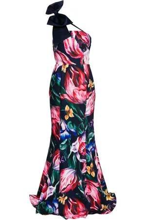 Marchesa Notte Florilegium avondjurk met bloemenprint