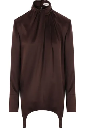 Saint Laurent Zijden blouse met jarreteldetail