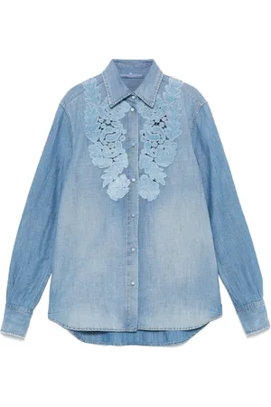 ERMANNO SCERVINO Denim blouse met bloemenapplicatie