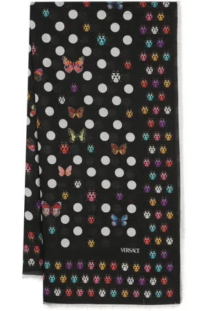 VERSACE Sjaal met franje en print