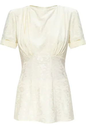 Jil Sander Blouse met ruches en bloemen jacquard