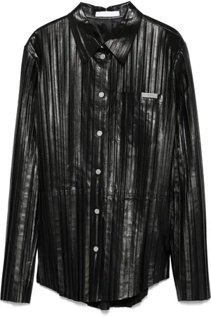 Helmut Lang Geplooide leren blouse