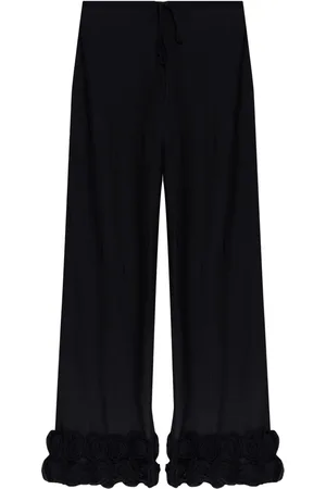Oseree Zijden broek met bloemapplicatie