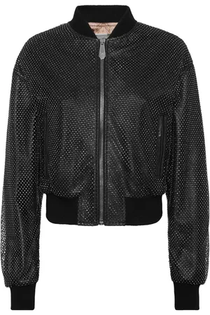 Philipp Plein Leren bomberjack