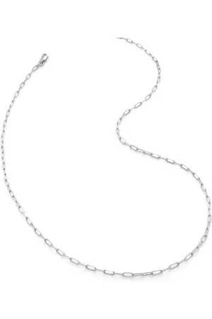 Monica Vinader 14kt witgouden halsketting met paperclip