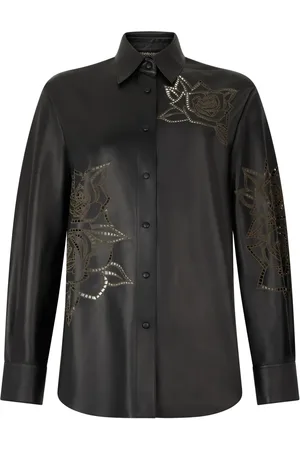 Roberto Cavalli Overhemd met bloemendetail en studs