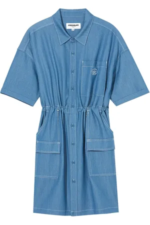 Chocoolate Denim blousejurk met trekkoord